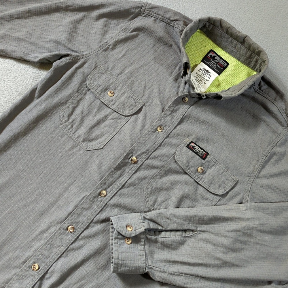 MCR Safety Summit Breeze FR Shirt Mens L Gray Flame Resistant CAT2 Ripstop Work